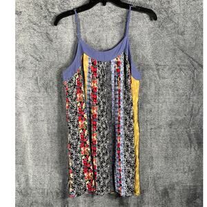 Umgee Top Womens Small Mixed Print Floral Tank Top Bohemian Peasant Festival